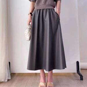 Lamb Leather Midi Skirt